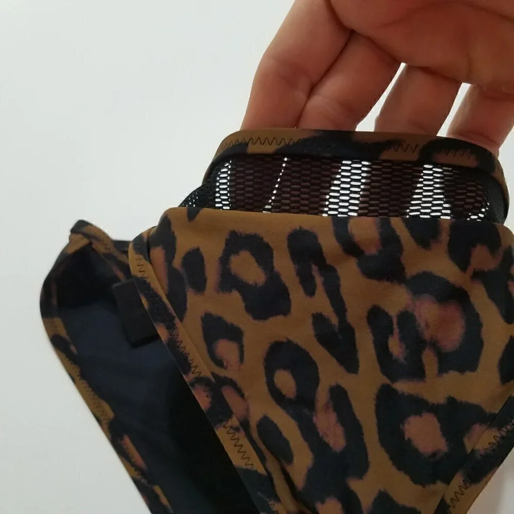 NWT Kendall & Kylie Triangle Mesh Bottom Leopard Animal Print Size L
